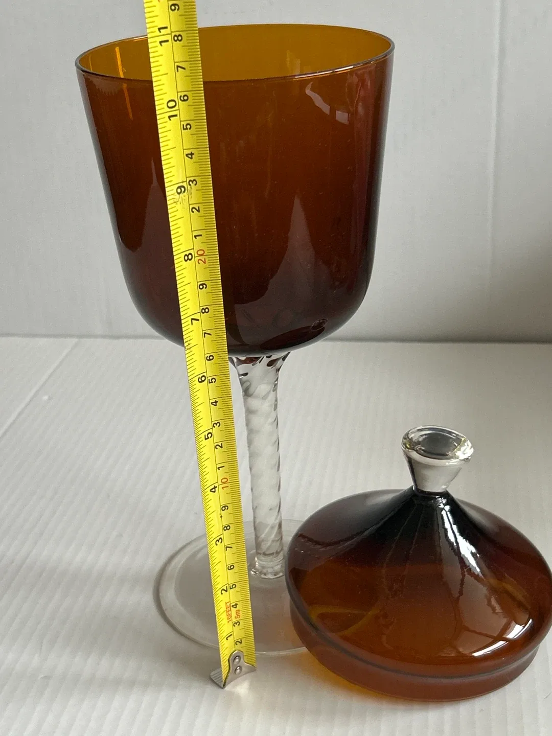 🥕Brown Tall Glass Candy Dish with Lid image indicator(4)