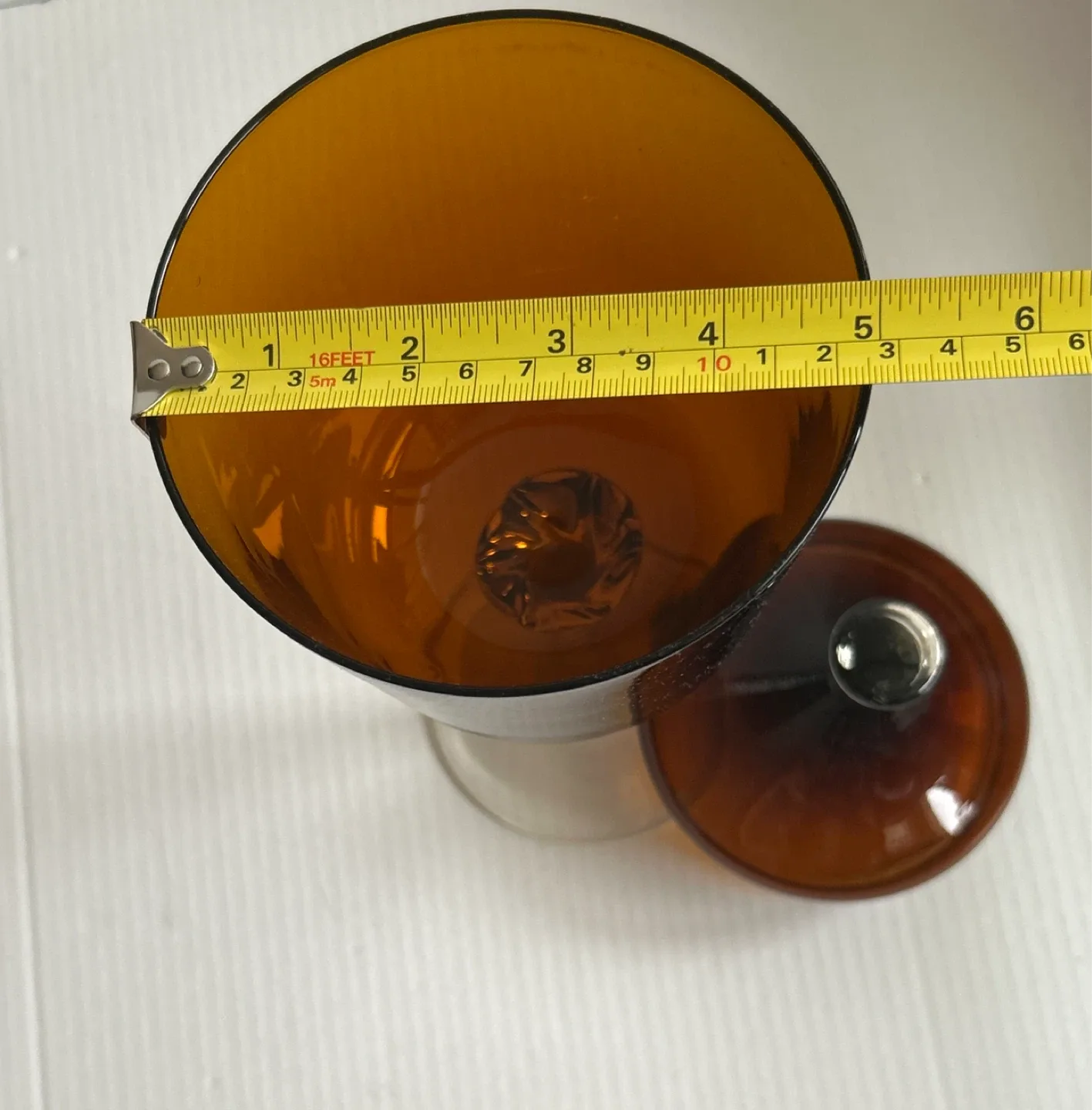 🥕Brown Tall Glass Candy Dish with Lid image indicator(5)