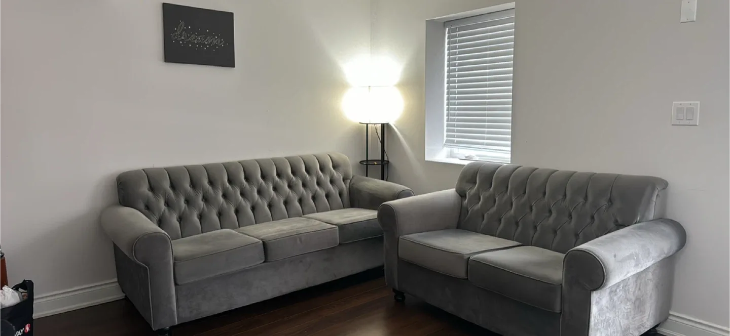 Grey Tufted Sofa & Loveseat Set image indicator(2)