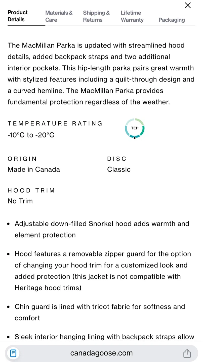 Canada Goose MacMillan Parka - Graphite - Size M image indicator(9)