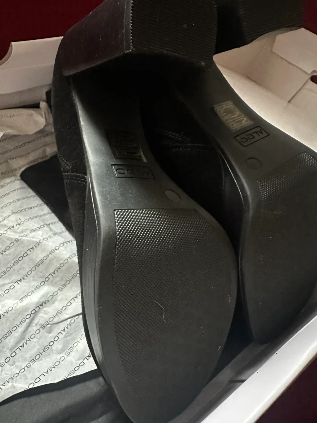 ALDO Black Suede Heeled Ankle Boots image indicator(5)