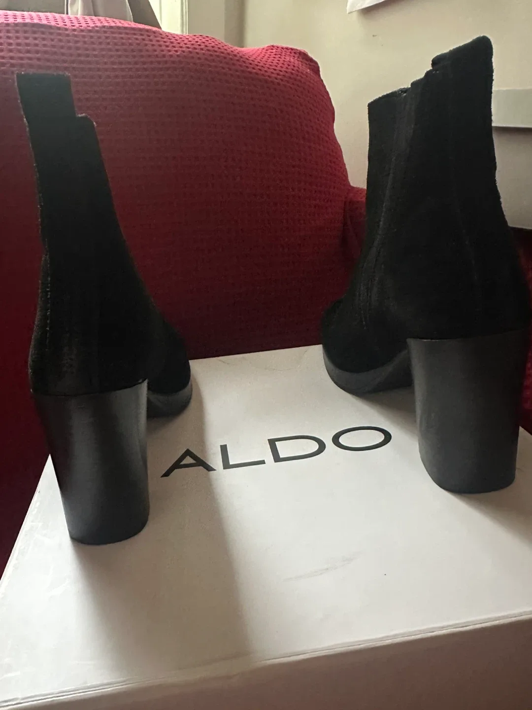 ALDO Black Suede Heeled Ankle Boots image indicator(3)