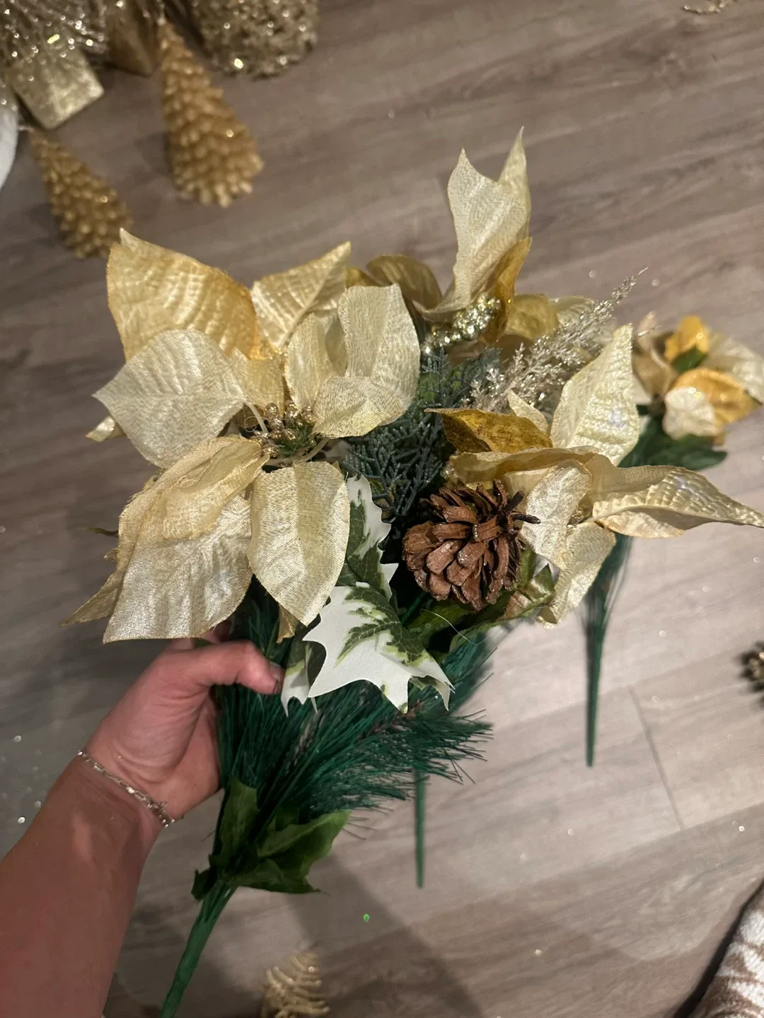 Gold Poinsettia Floral Stems