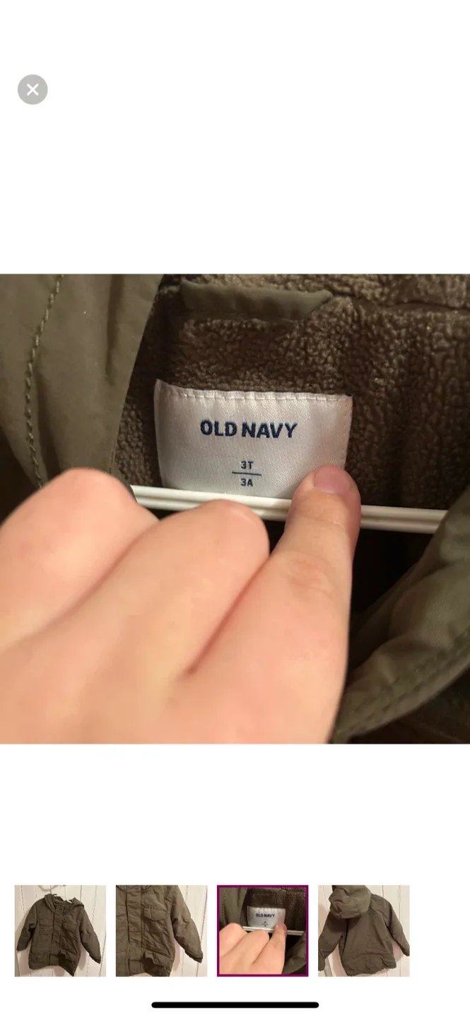 Old Navy 3T Olive Green Winter Coat image indicator(3)