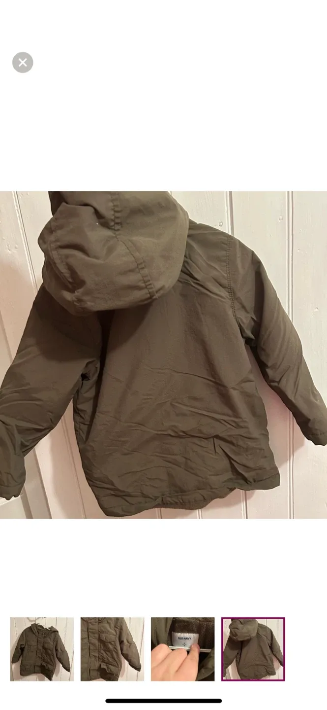 Old Navy 3T Olive Green Winter Coat image indicator(4)