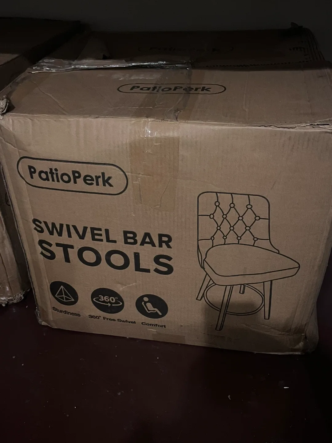 PatioPerk Swivel Bar Stools - Linen Colored Gray thumbnail