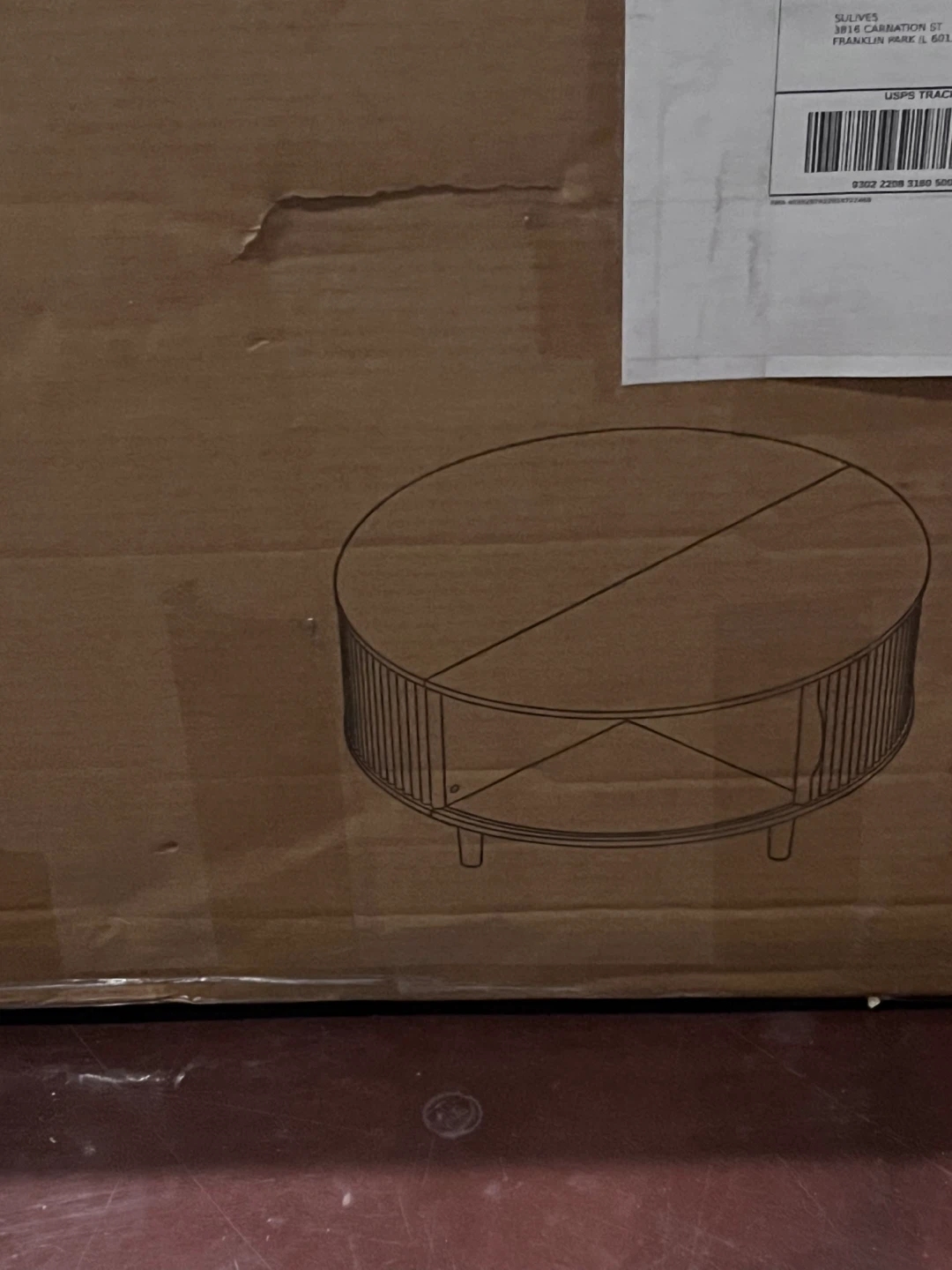 Round Wooden Coffee Table with Storage - photo 3