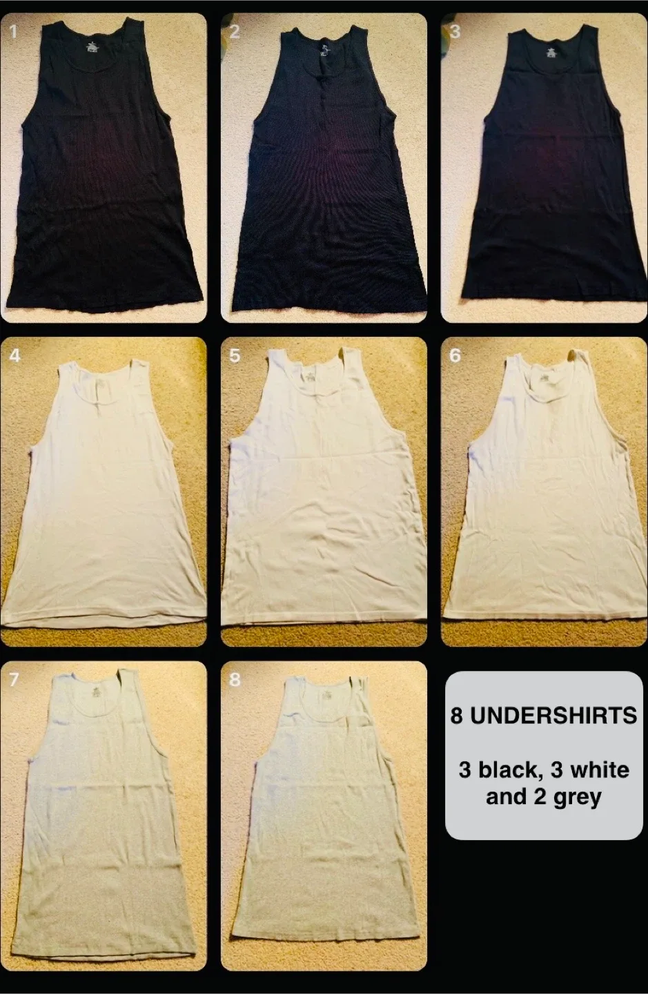 8 Men Undershirts (XXL) for $10