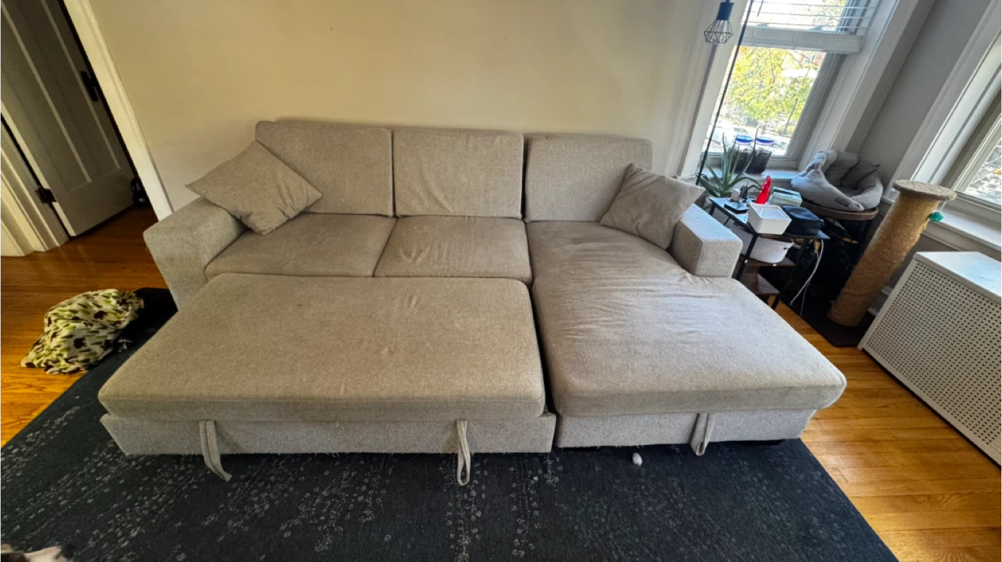 Beige Sectional Sofa with Pull-Out Bed - photo 4