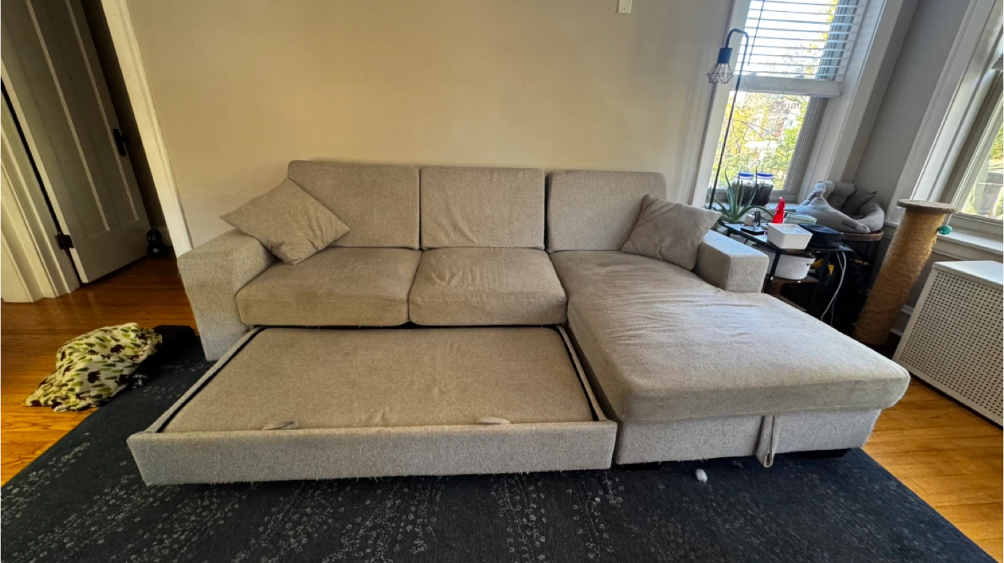 Beige Sectional Sofa with Pull-Out Bed - photo 3