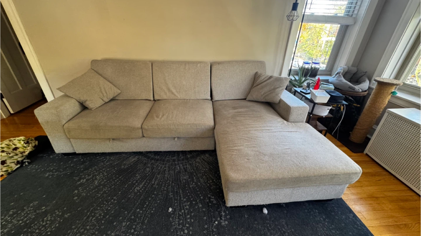 Beige Sectional Sofa with Pull-Out Bed