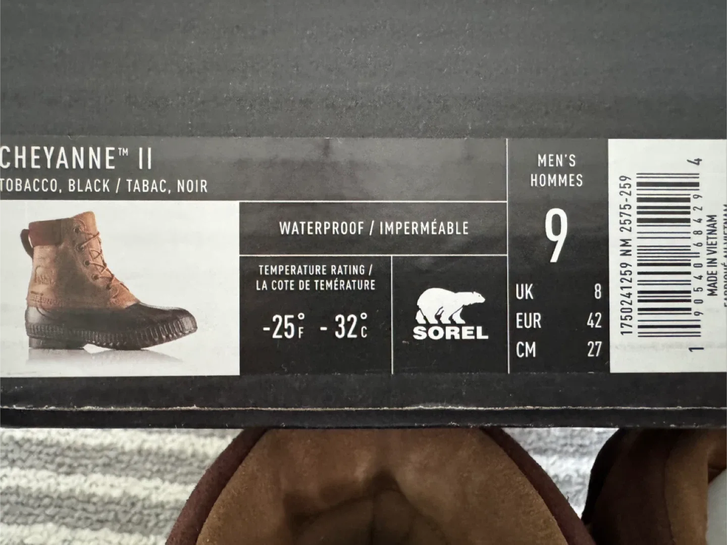 Sorel Cheyanne II Tobacco Black Boots - Men's Size 9 image indicator(5)