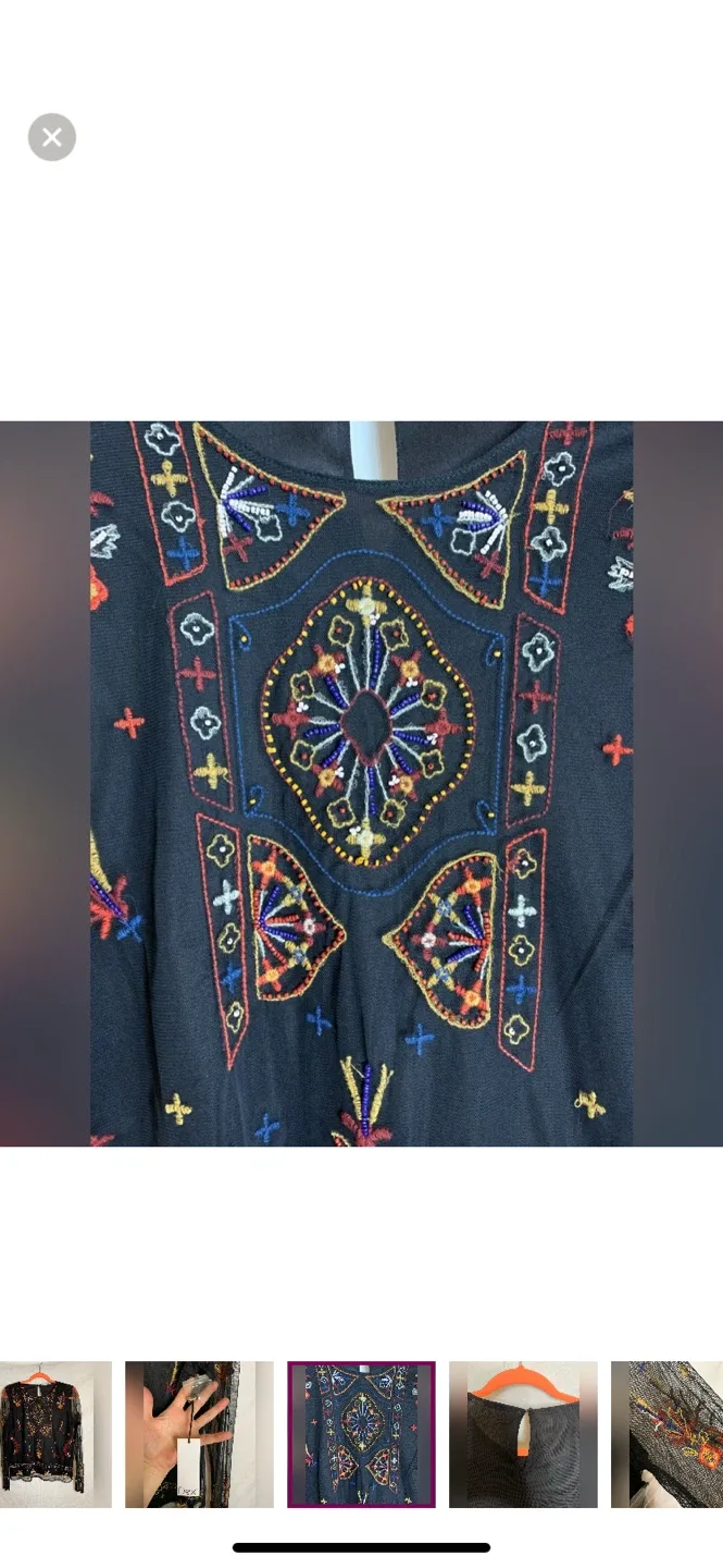 Vintage Dex Embroidered Black Blouse image indicator(3)