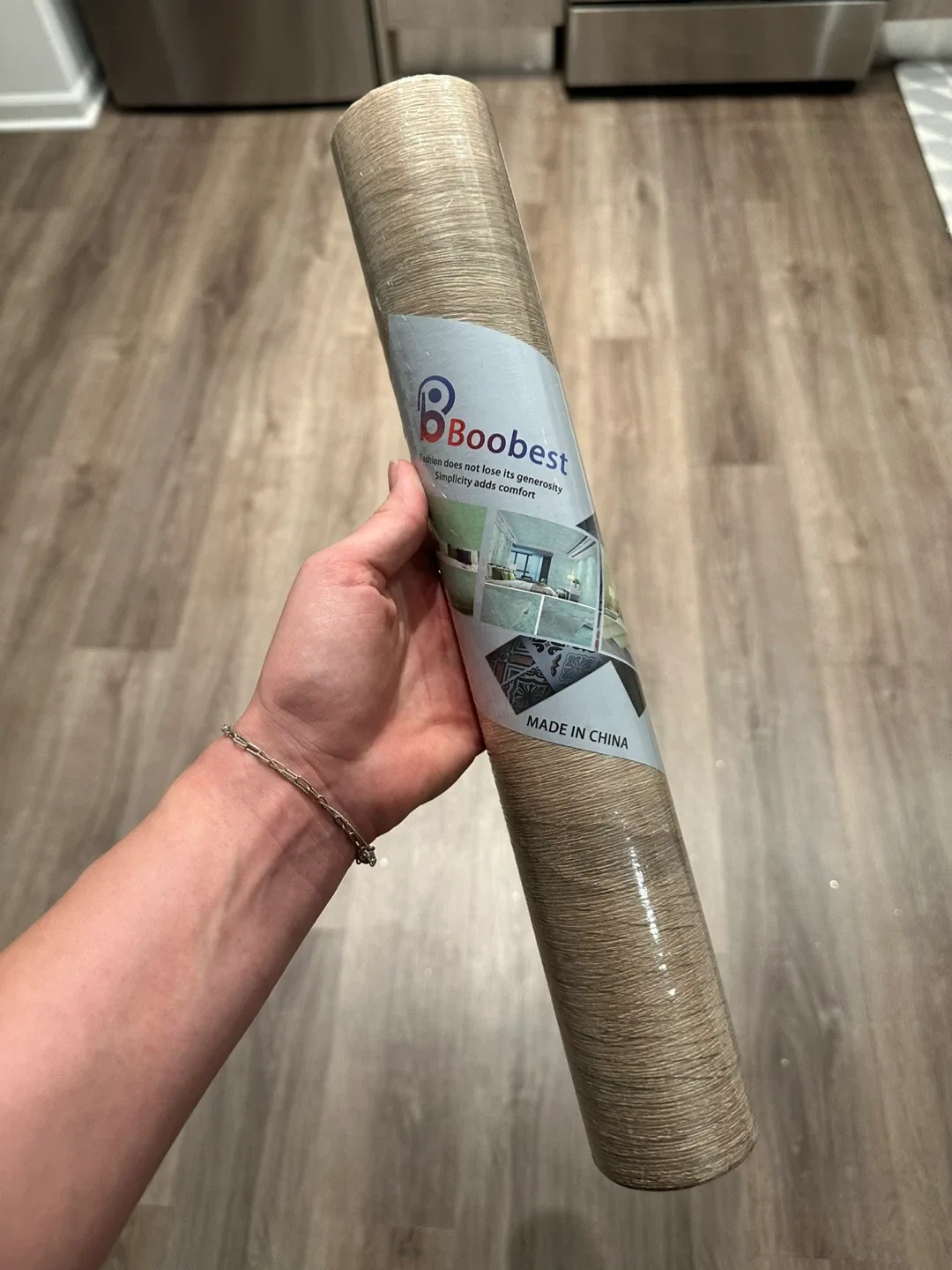 Contact Wallpaper - Light Grayish Beige Wood Finish