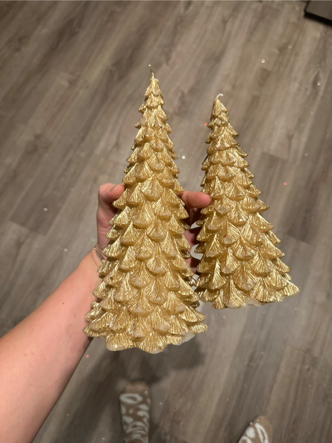 Gold Christmas Tree Candles (Set of 2) - photo 2