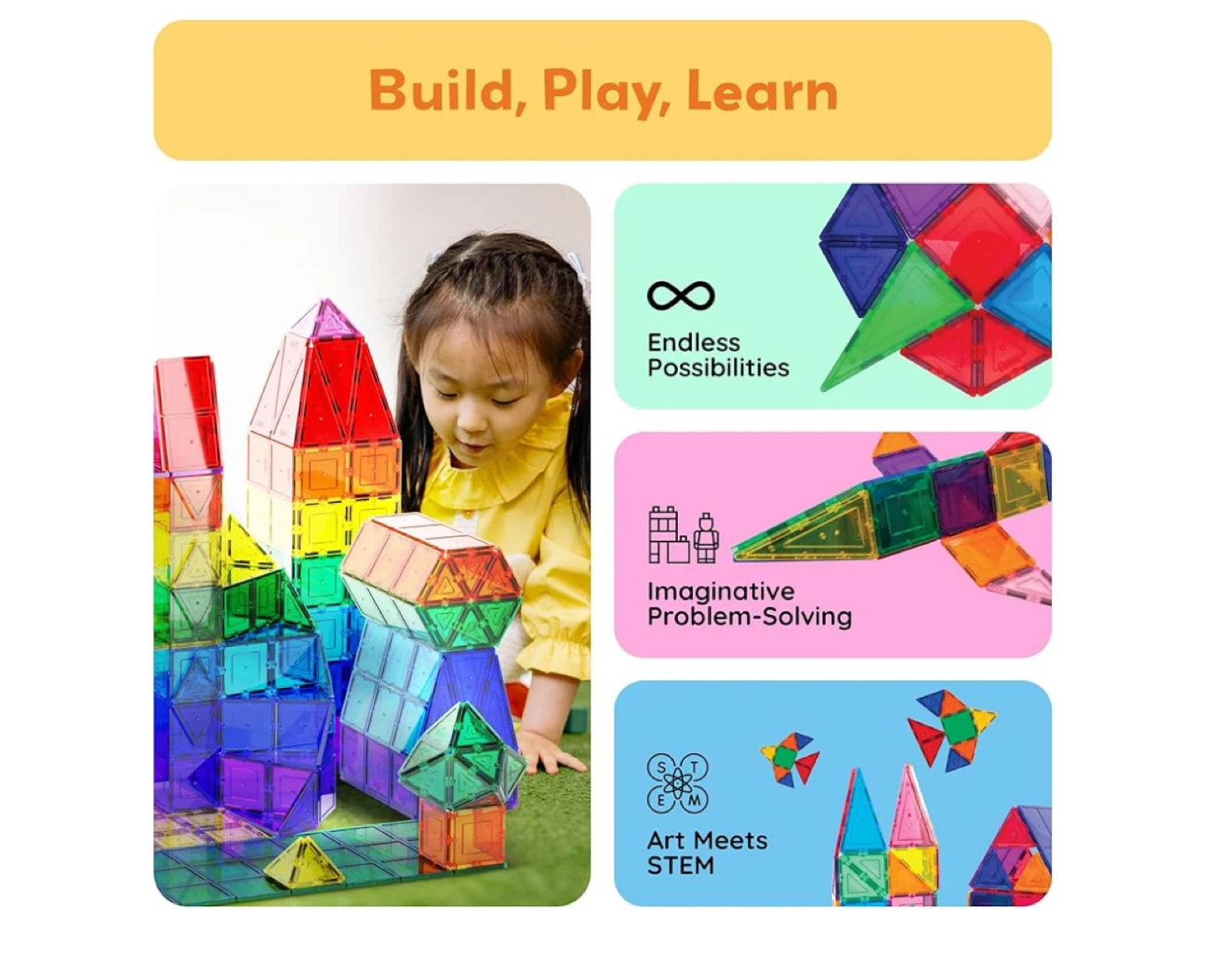 Picasso Tiles Magnetic Building Blocks - 60 Pieces - photo 2