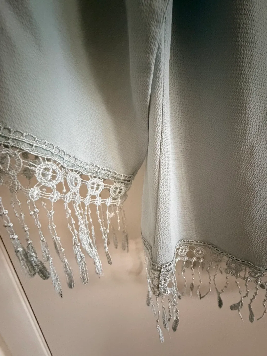 Light Blue Fringed Off-Shoulder Top image indicator(2)