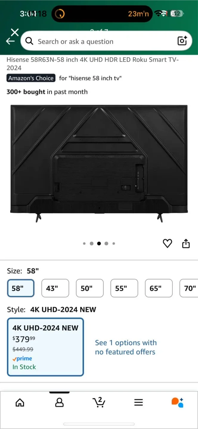 58” Hisense TV image indicator(3)