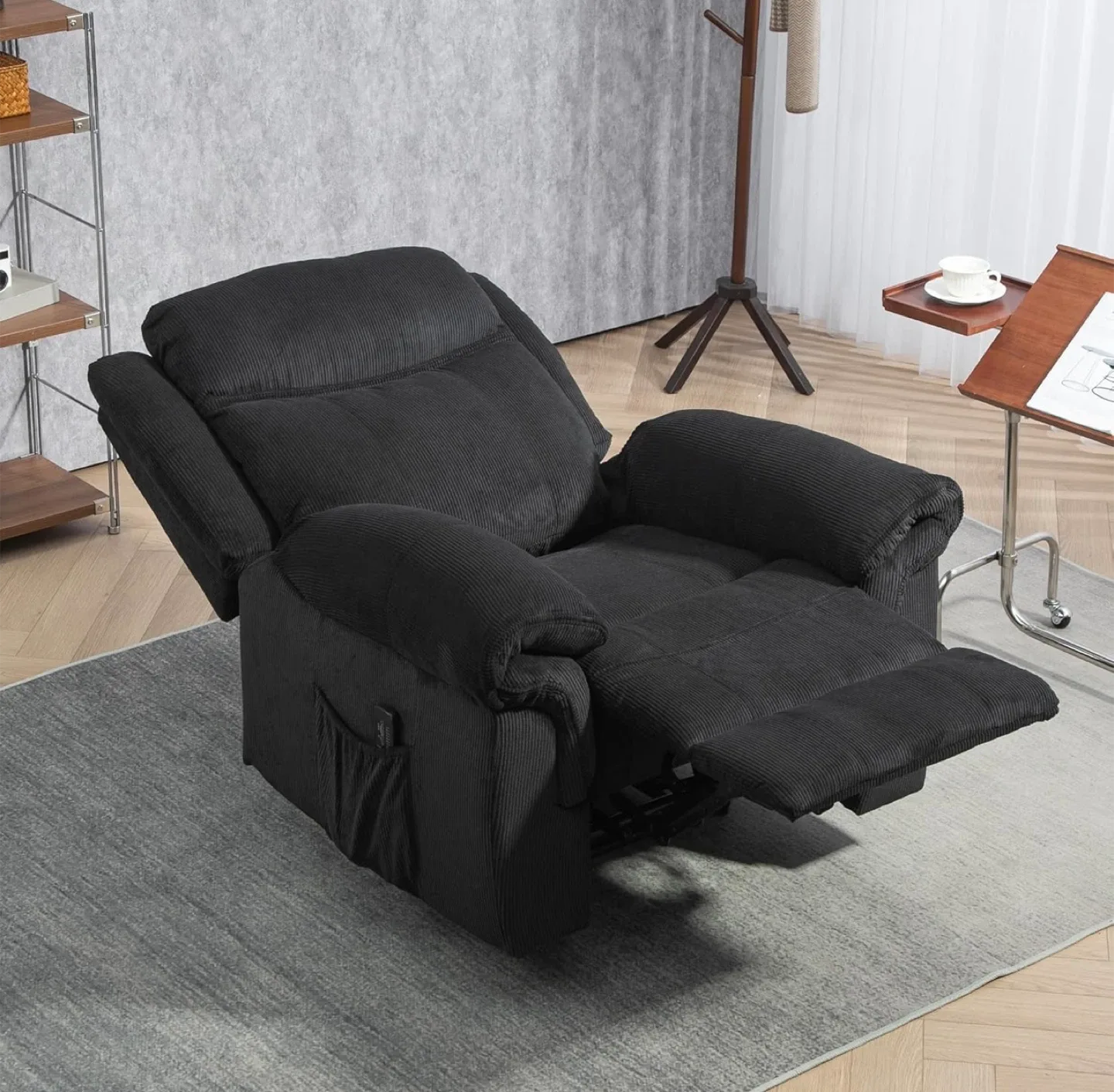 Black Corduroy Vibration Massage Recliner image indicator(3)