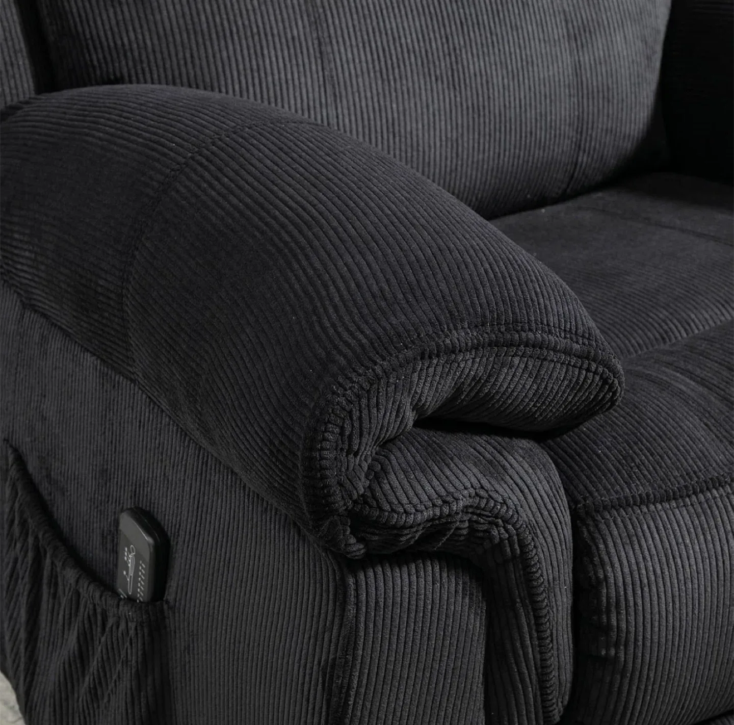 Black Corduroy Vibration Massage Recliner image indicator(7)