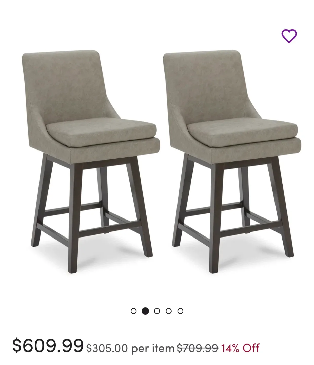 Swivel Bar Stool - Grey