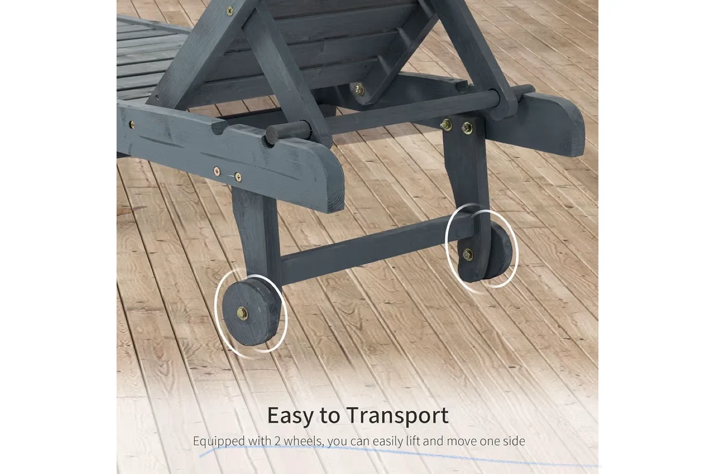 Outsunny Wooden Outdoor Chaise Lounge Chair image indicator(4)