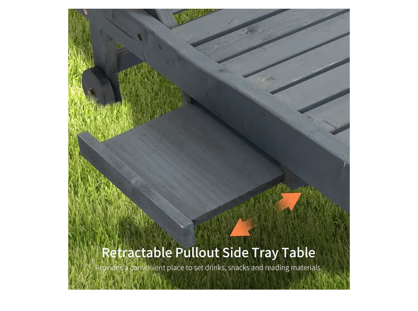 Outsunny Wooden Outdoor Chaise Lounge Chair image indicator(6)