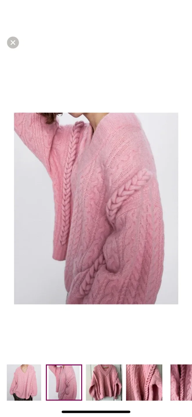 Zara Pink Cable Knit Sweater image indicator(2)