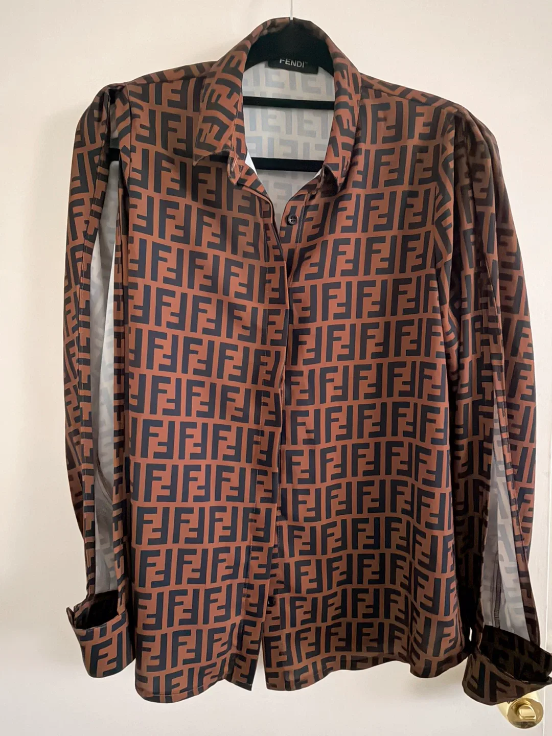 Fendi Brown Patterned Blouse image indicator(2)