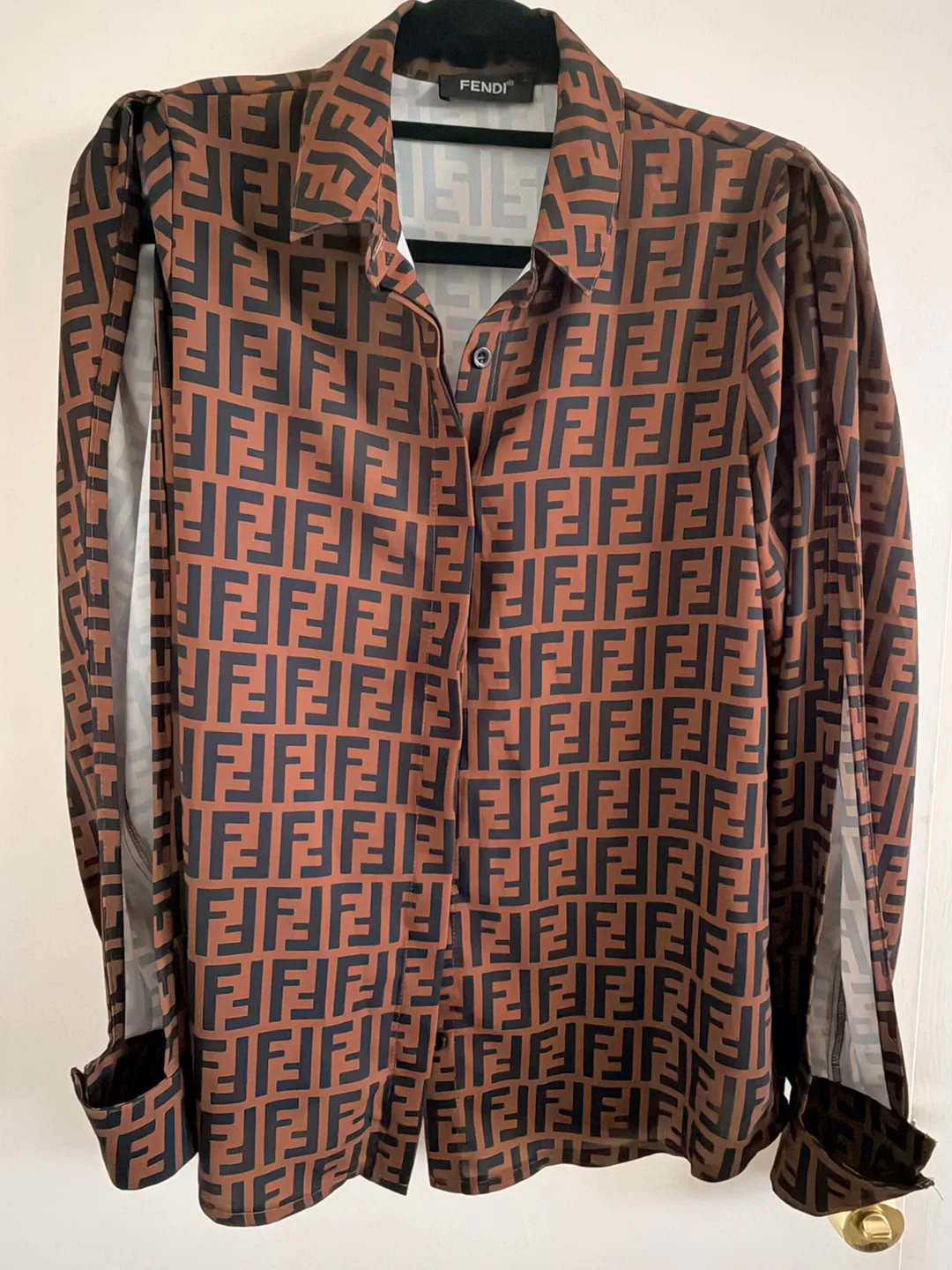 Fendi Brown Patterned Blouse image indicator(3)