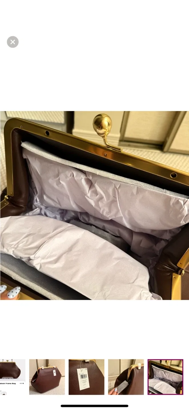 BRAND NEW! Coach Large Kisslock Frame Bag - Dark Brown image indicator(6)