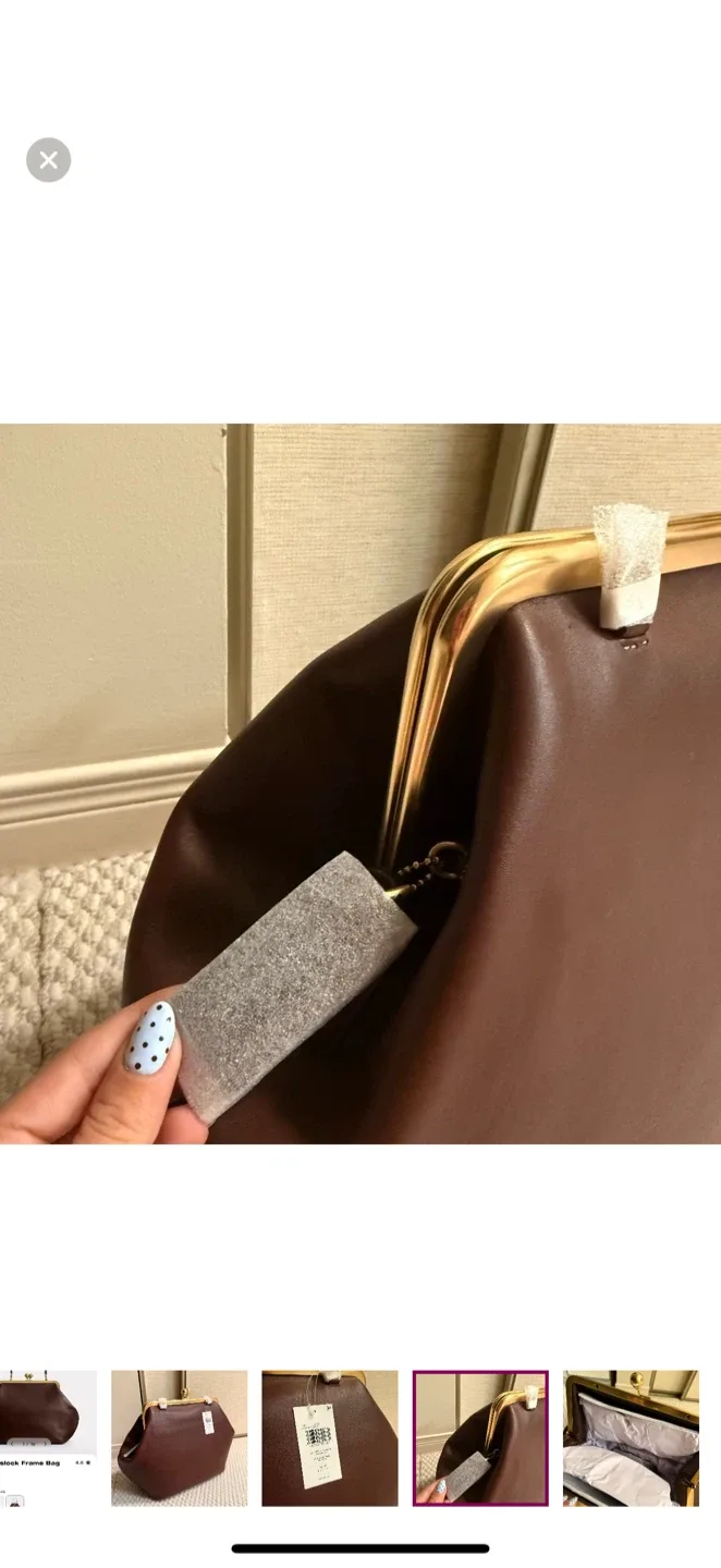 BRAND NEW! Coach Large Kisslock Frame Bag - Dark Brown image indicator(5)