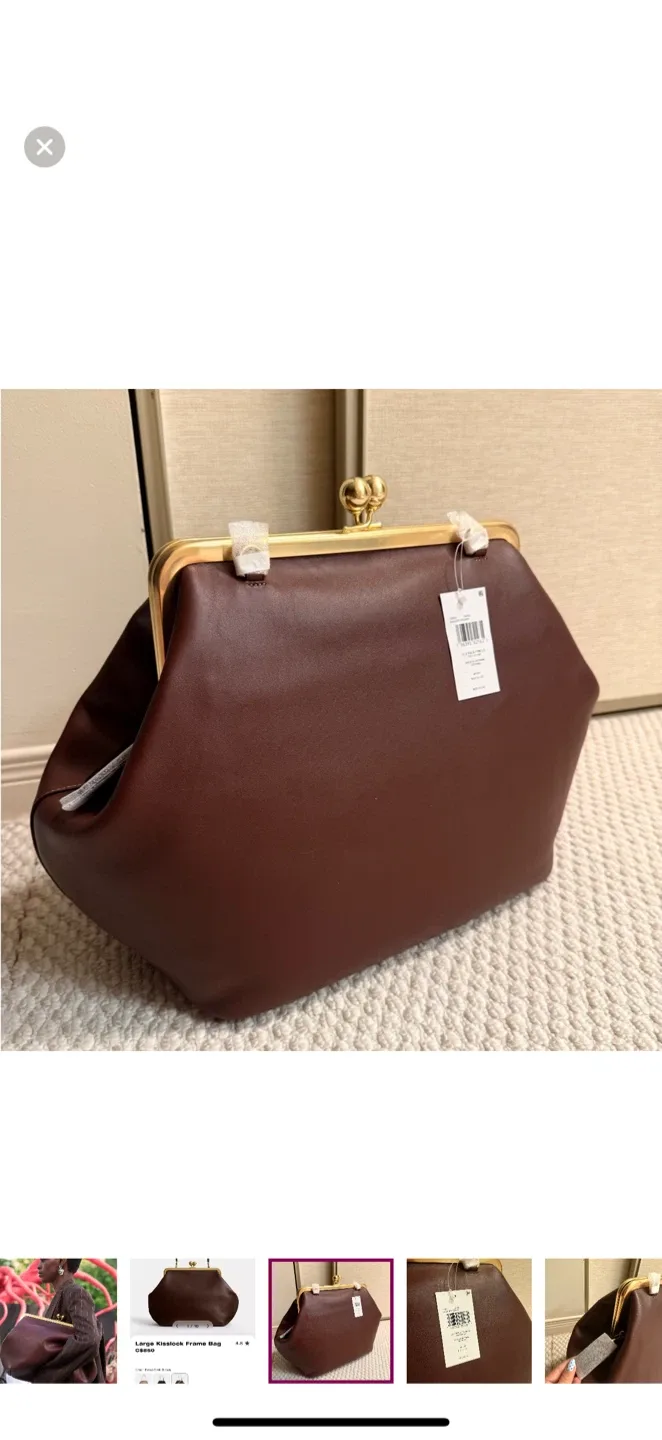 BRAND NEW! Coach Large Kisslock Frame Bag - Dark Brown image indicator(3)