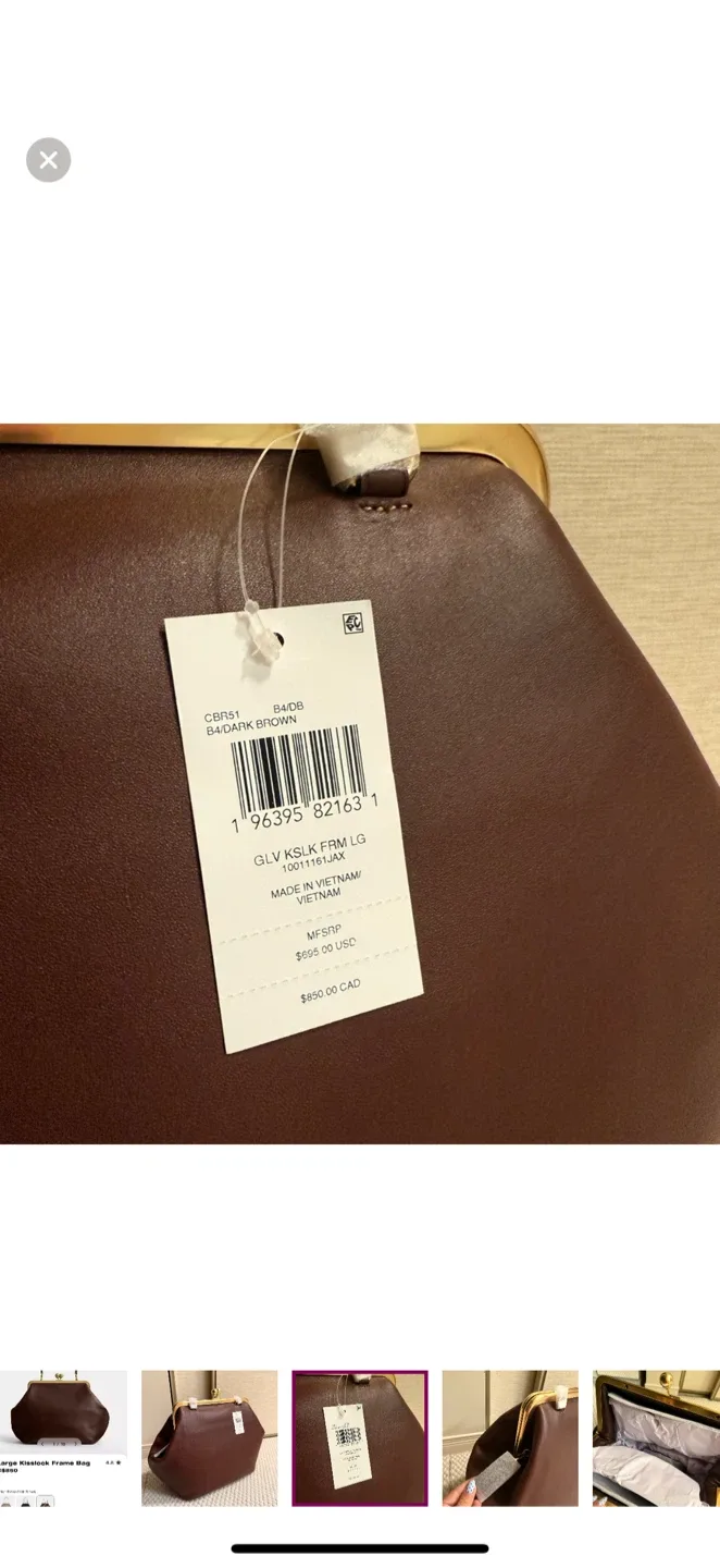 BRAND NEW! Coach Large Kisslock Frame Bag - Dark Brown image indicator(4)