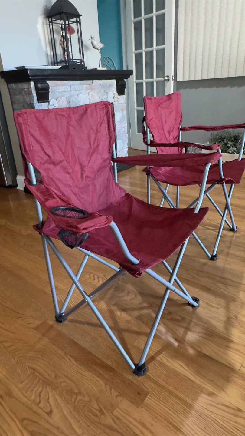 Red Folding Camp Chairs - Set of 2 thumbnail