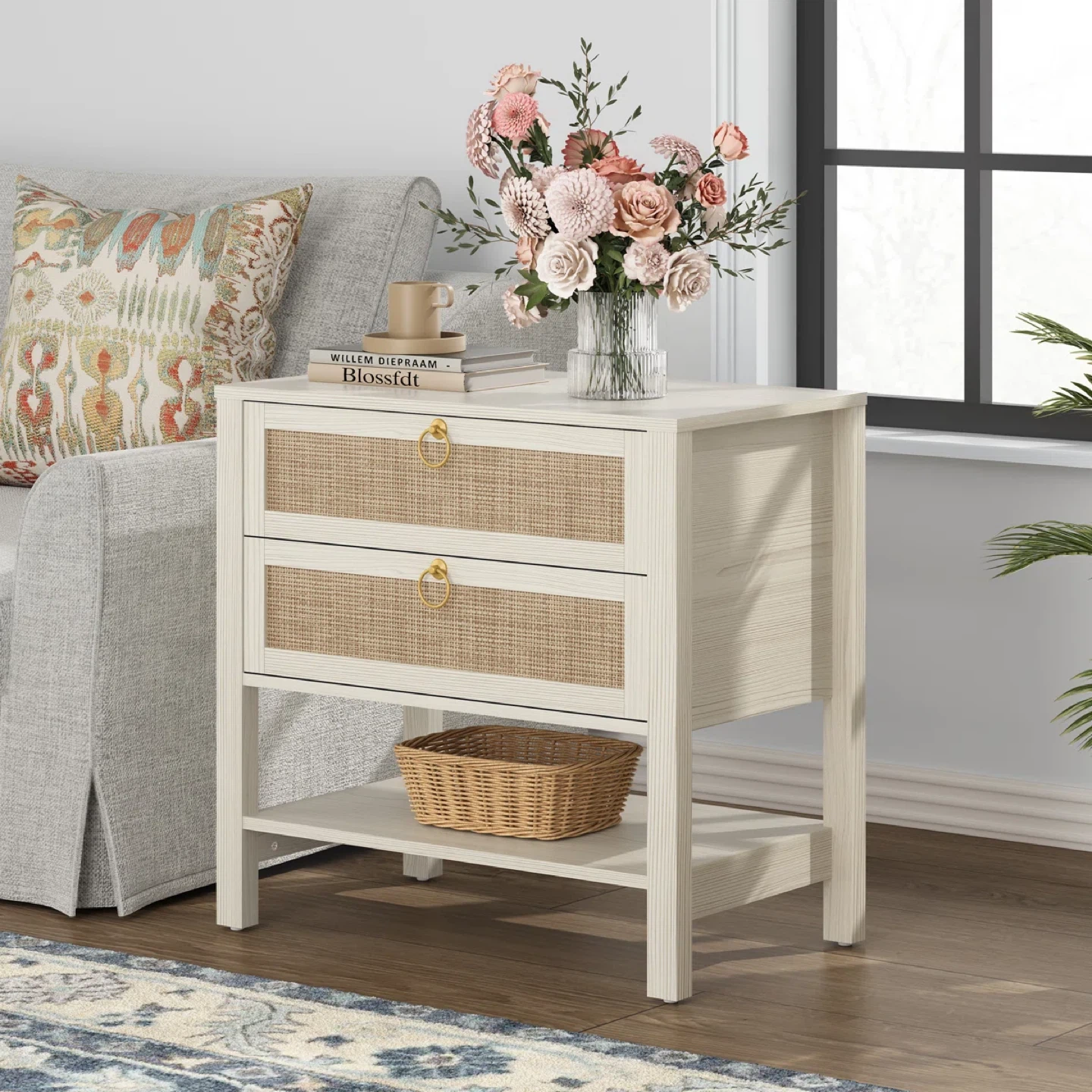 Nightstand with Rattan Drawers - photo 3