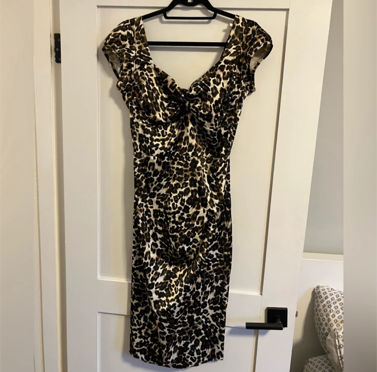 Leopard print wiggle cocktail holiday dress pinup