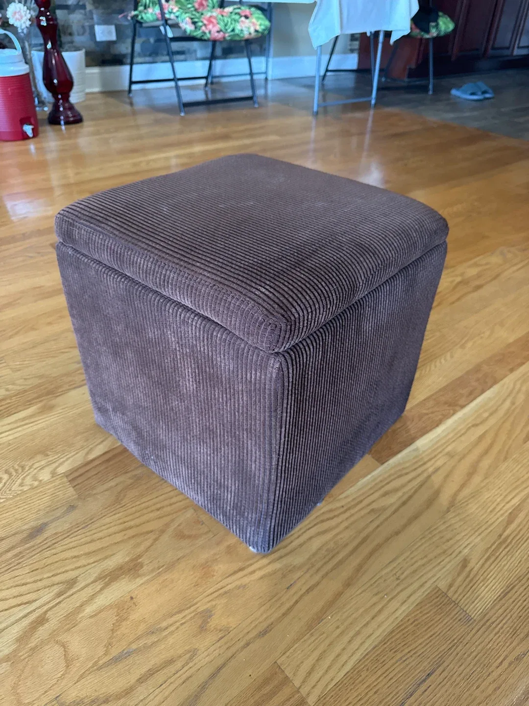 Brown Corduroy Storage Ottoman thumbnail