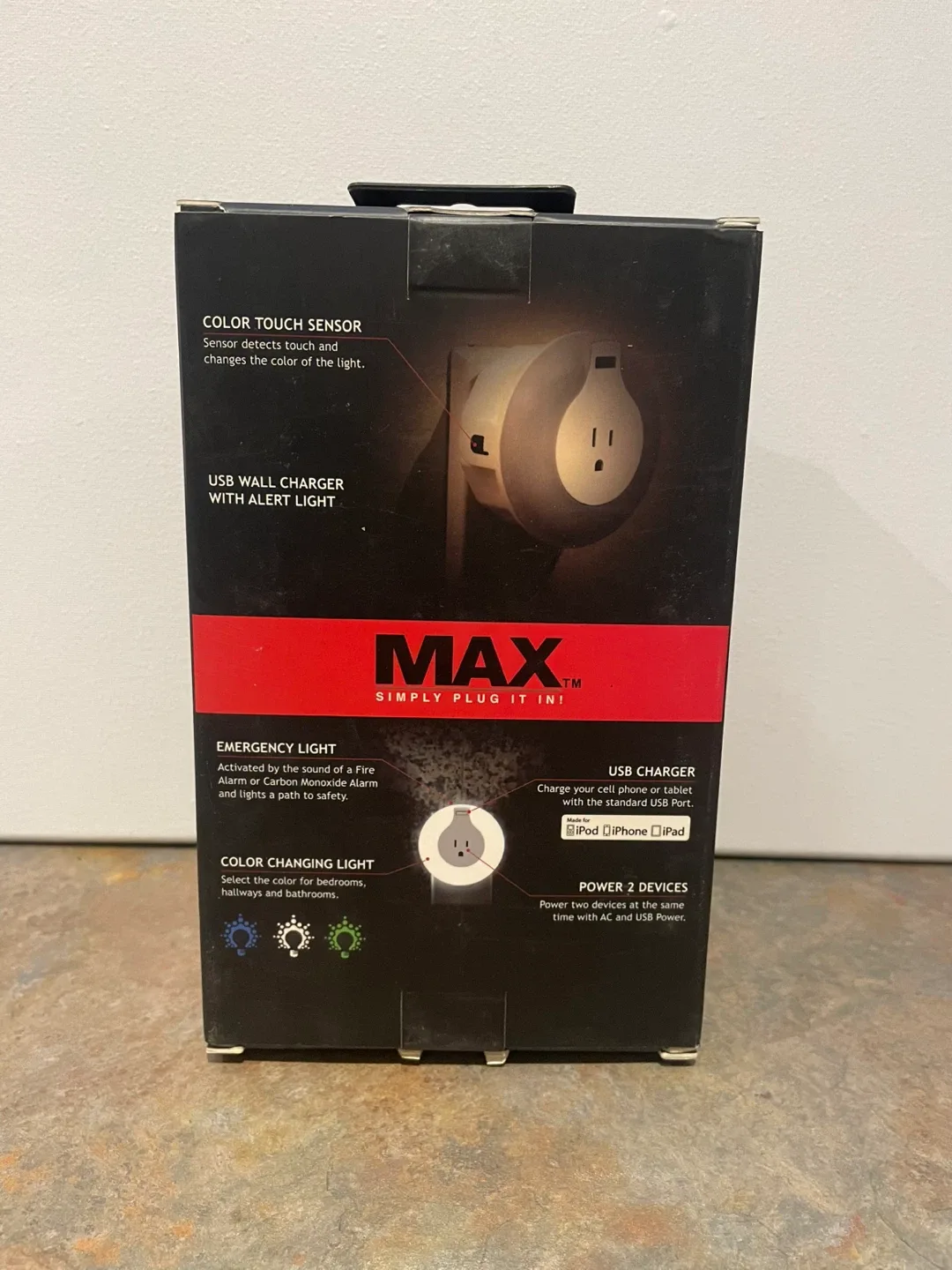 BNIB - MAX Safety Alert Light & Color Night Light USB Charger image indicator(5)