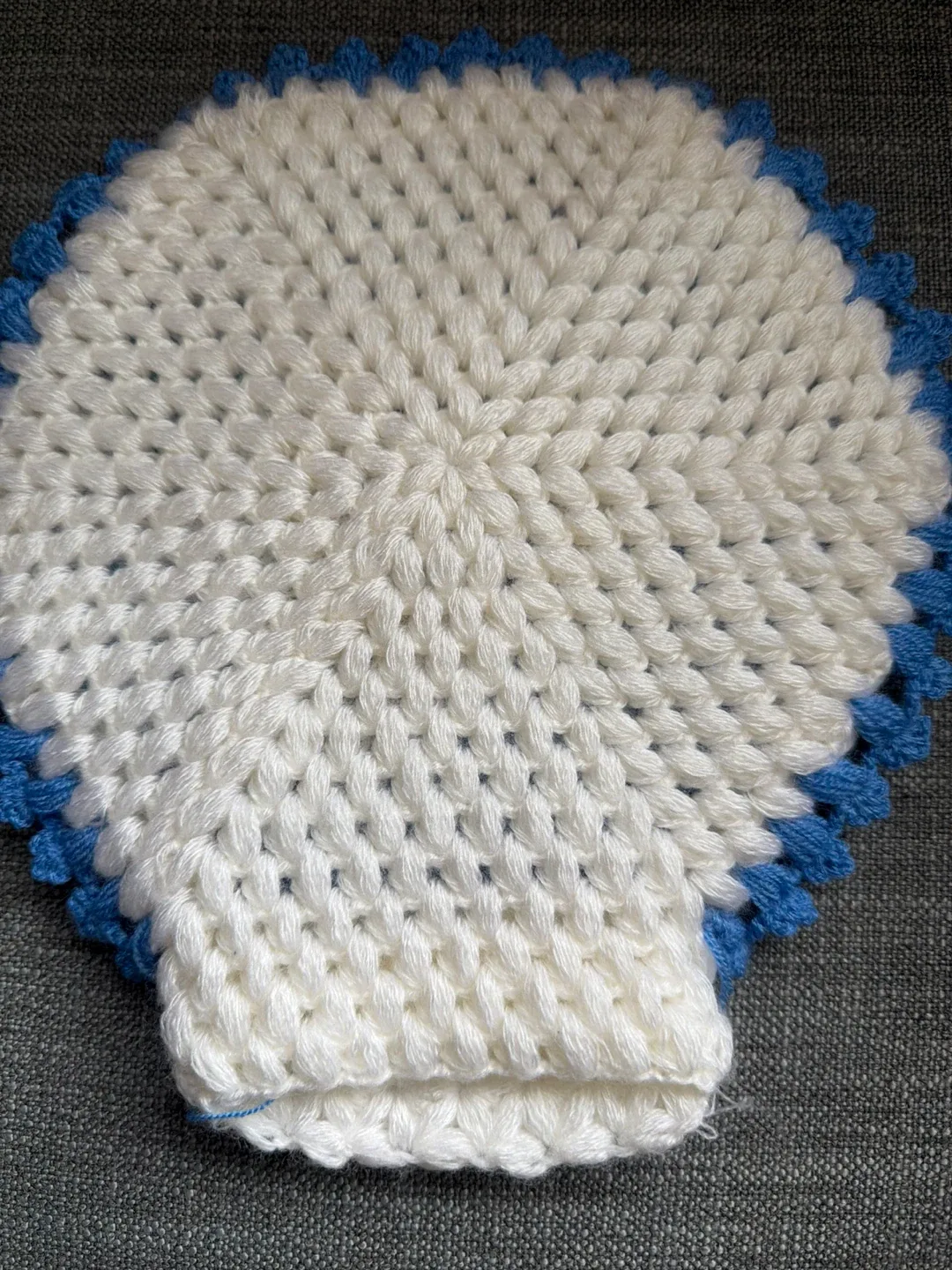 Handmade Knitted Loofah Washcloth - Blue & White image indicator(2)