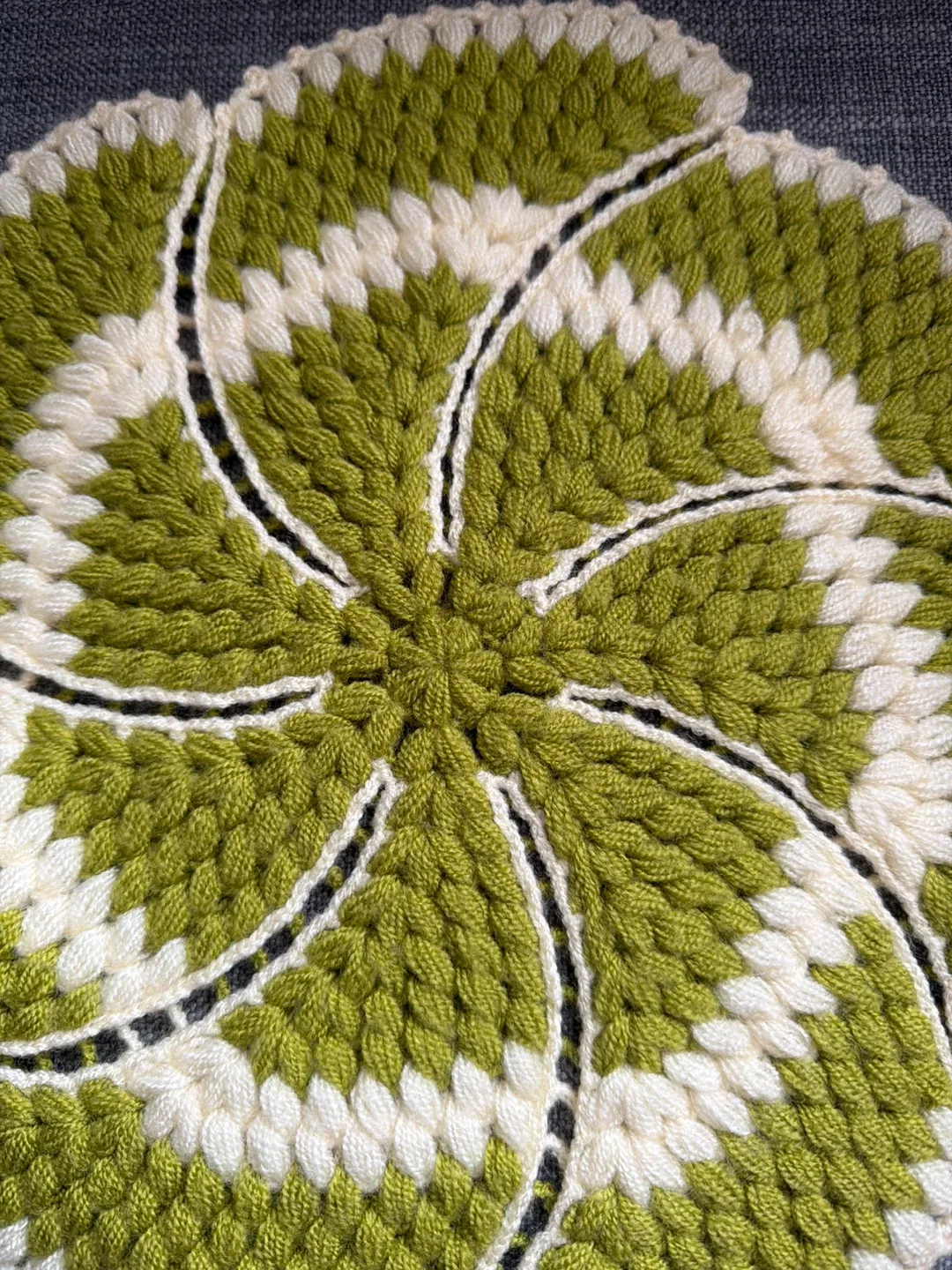 Handmade Green & White Crochet Loofah image indicator(2)