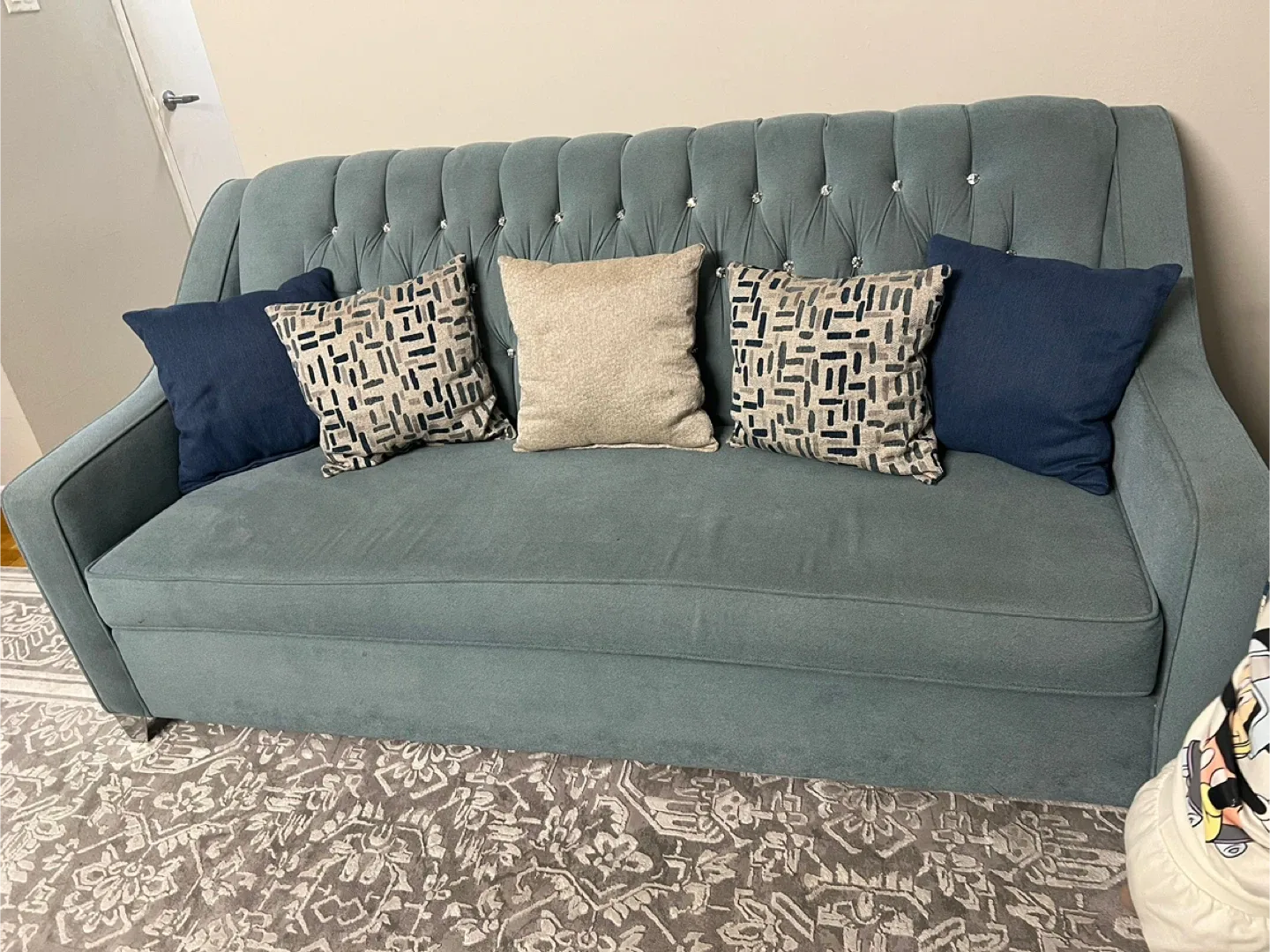 Light Blue Tufted Sofa and Armchair Set image indicator(2)