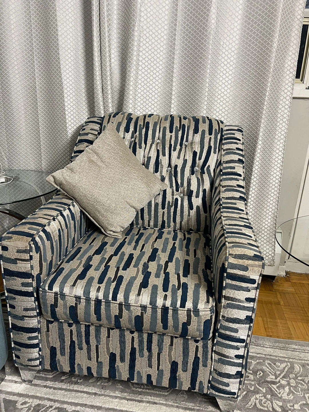 Light Blue Tufted Sofa and Armchair Set - photo 4