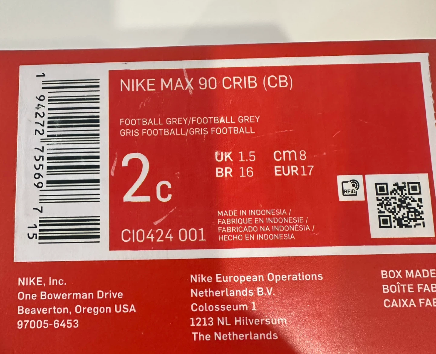 Nike Max 90 Crib (CB) Baby Shoes - Size 2c - photo 3