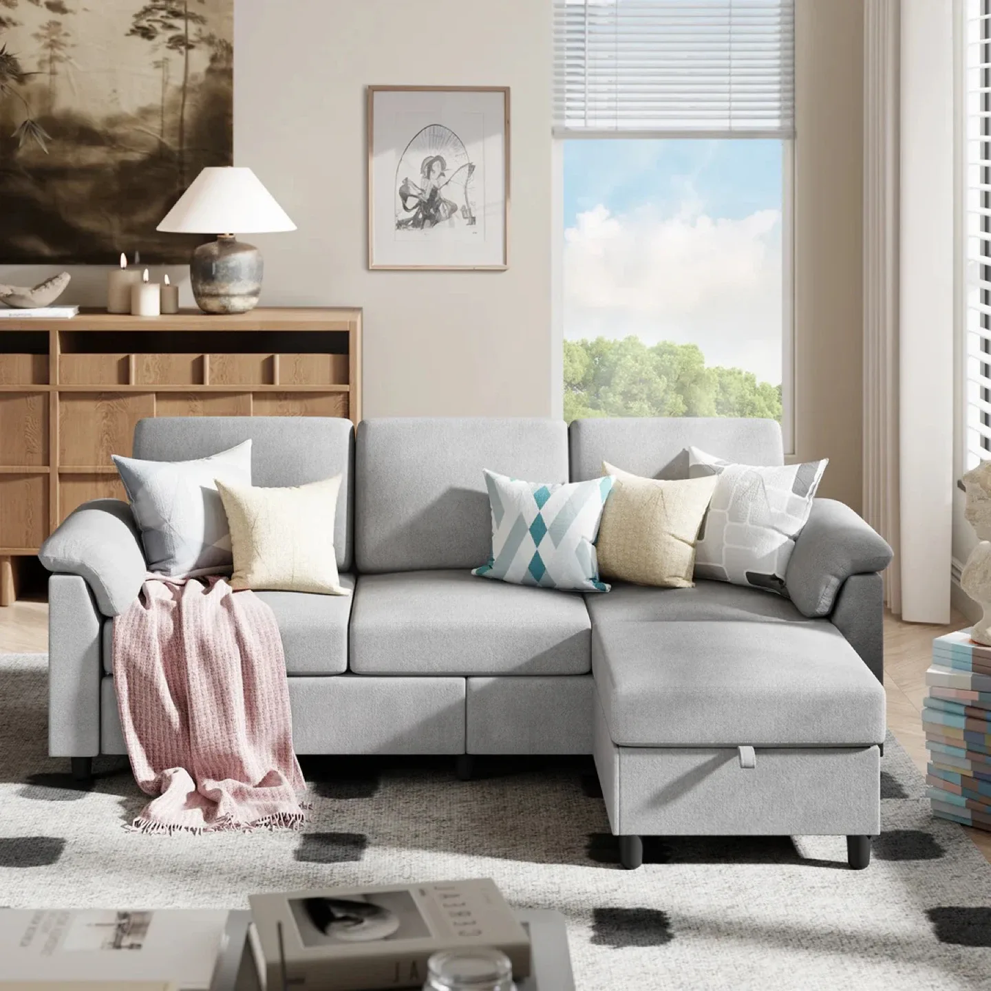 YAMCHEF Sectional Sofa Couch with Storage