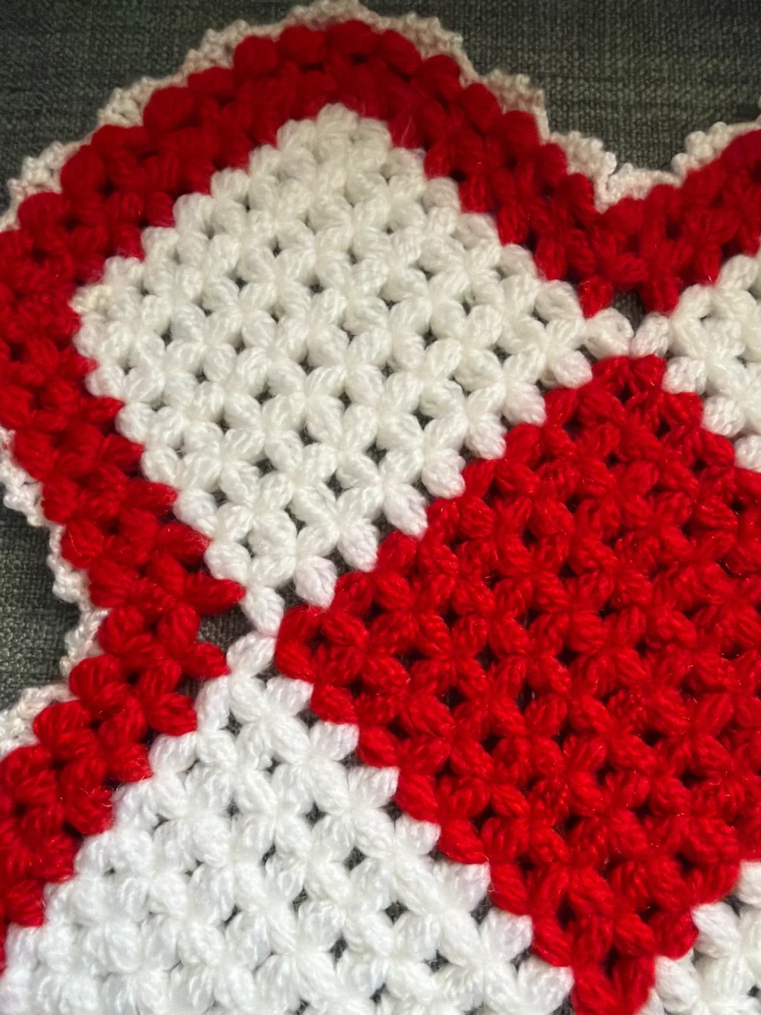 Handmade Red and White Crocheted Loofah image indicator(2)