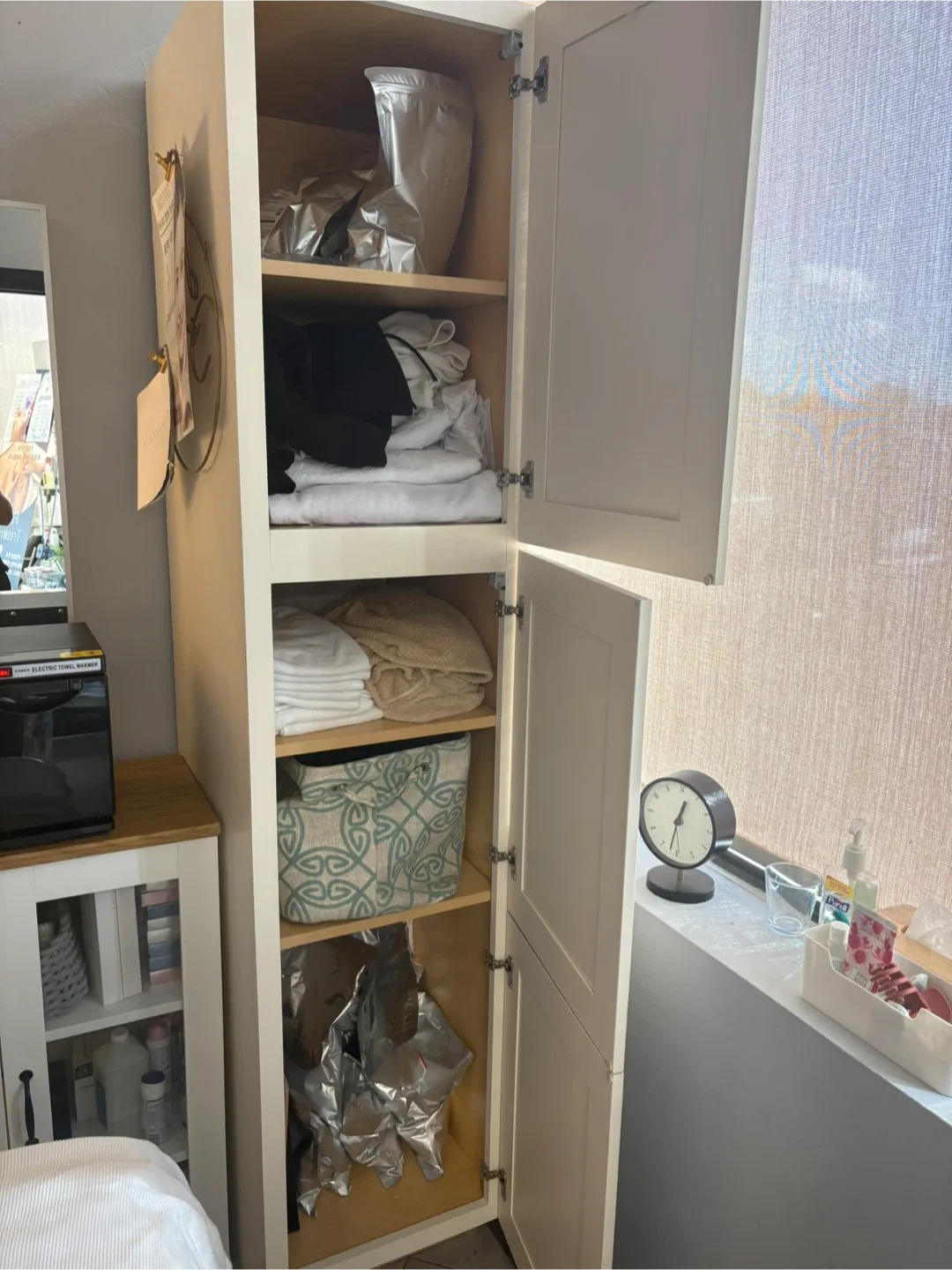 Tall White Storage Cabinet image indicator(2)