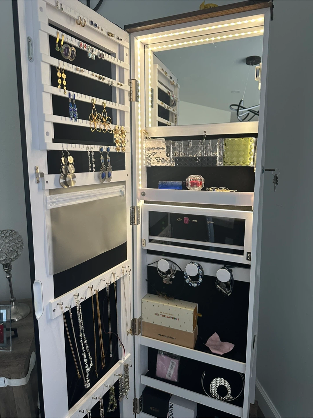 White Jewelry Armoire with Mirror - photo 3