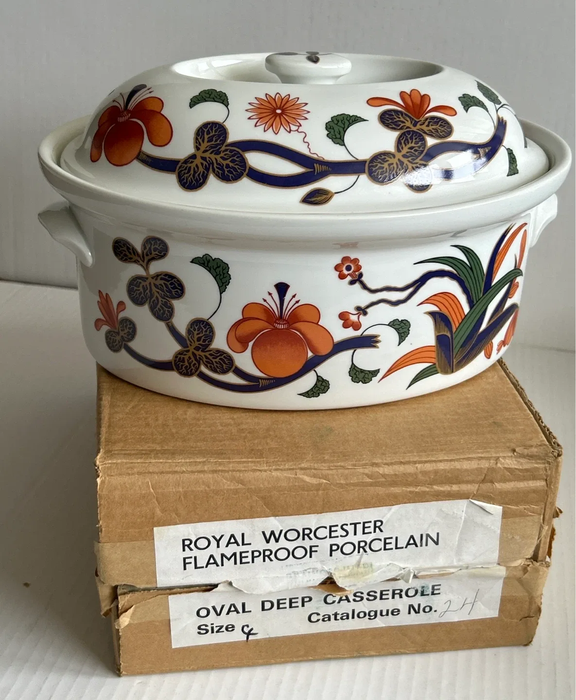 Vintage Royal Worcester Flameproof Porcelain Oval Deep Casserole thumbnail