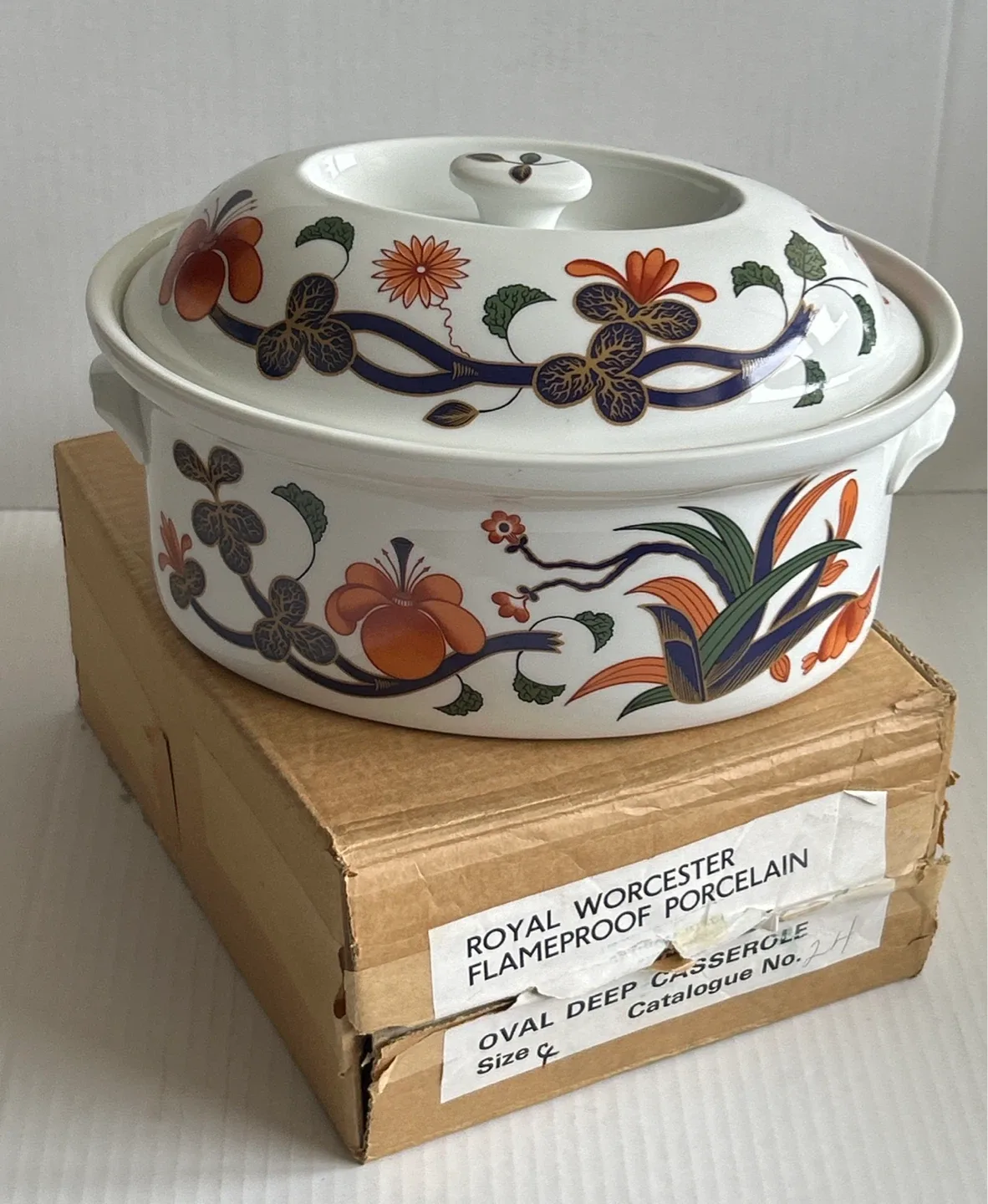 Vintage Royal Worcester Flameproof Porcelain Oval Deep Casserole image indicator(2)